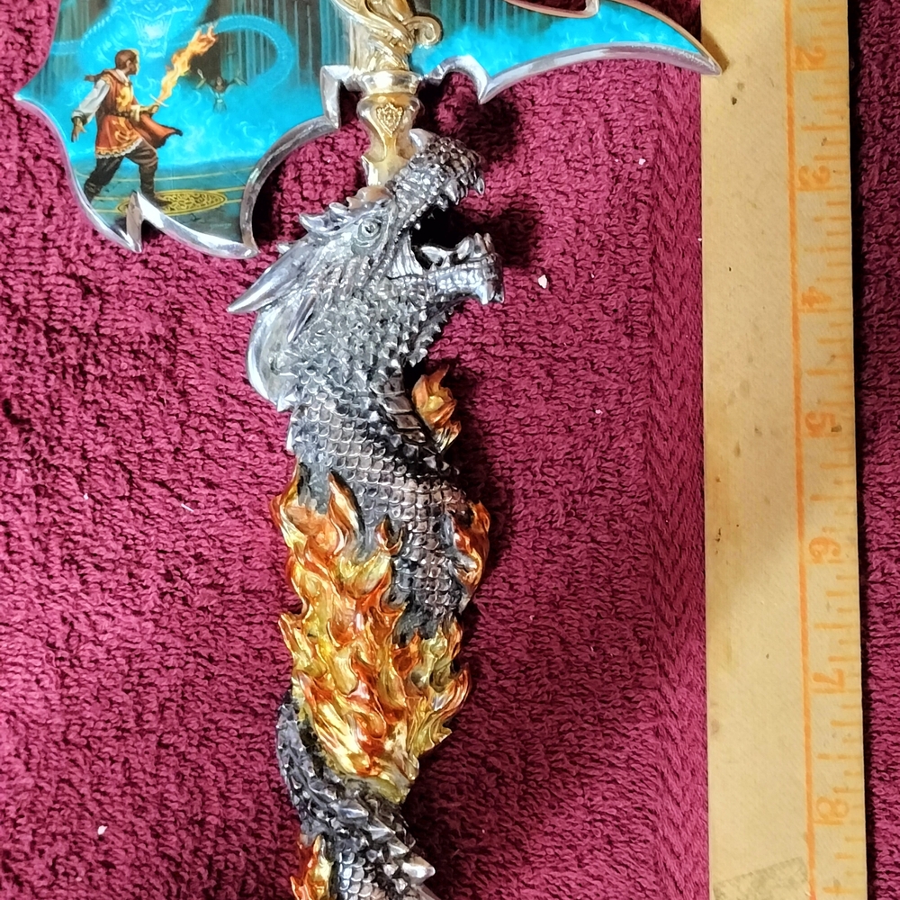 The Bradford Exchange Dragon Wall Art with Blue and Gold Highlights